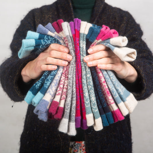 Fair Isle Fingerless Mittens | Two colour mix image 1