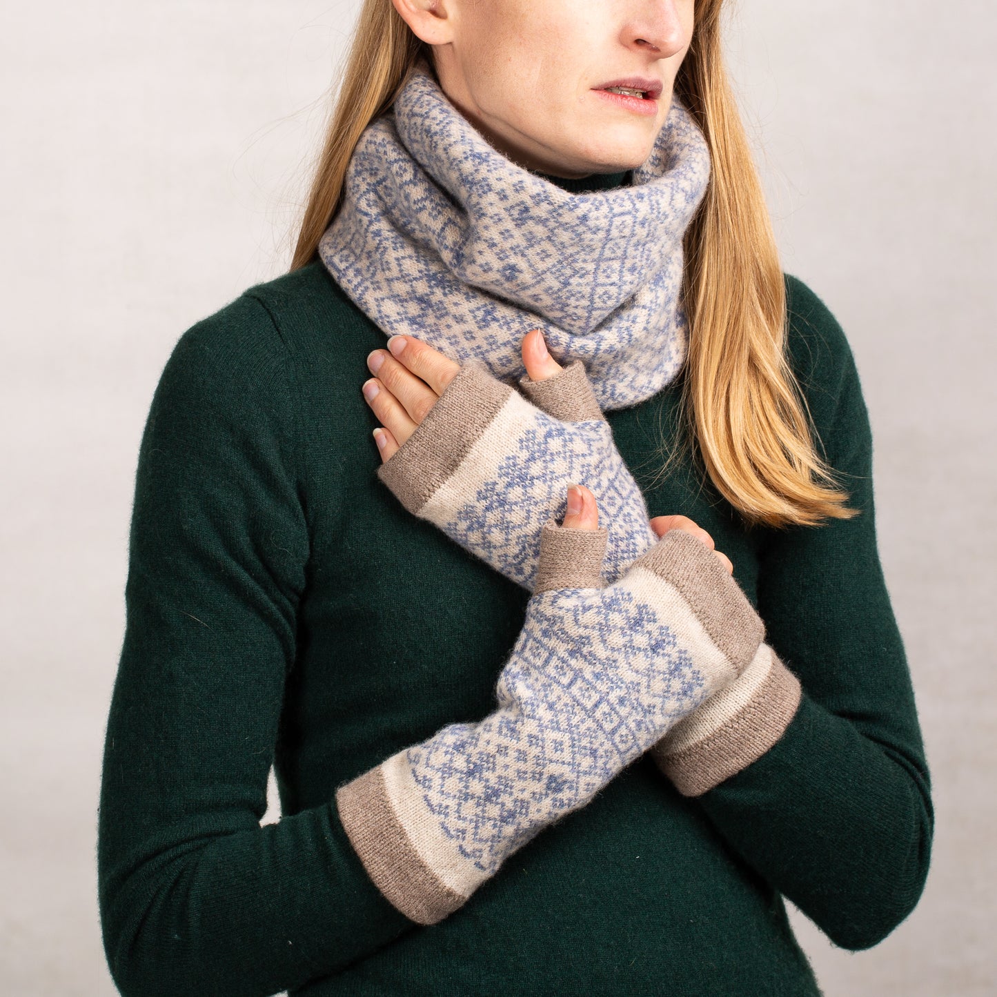 Fair Isle Fingerless Mittens with Thumbs image 5