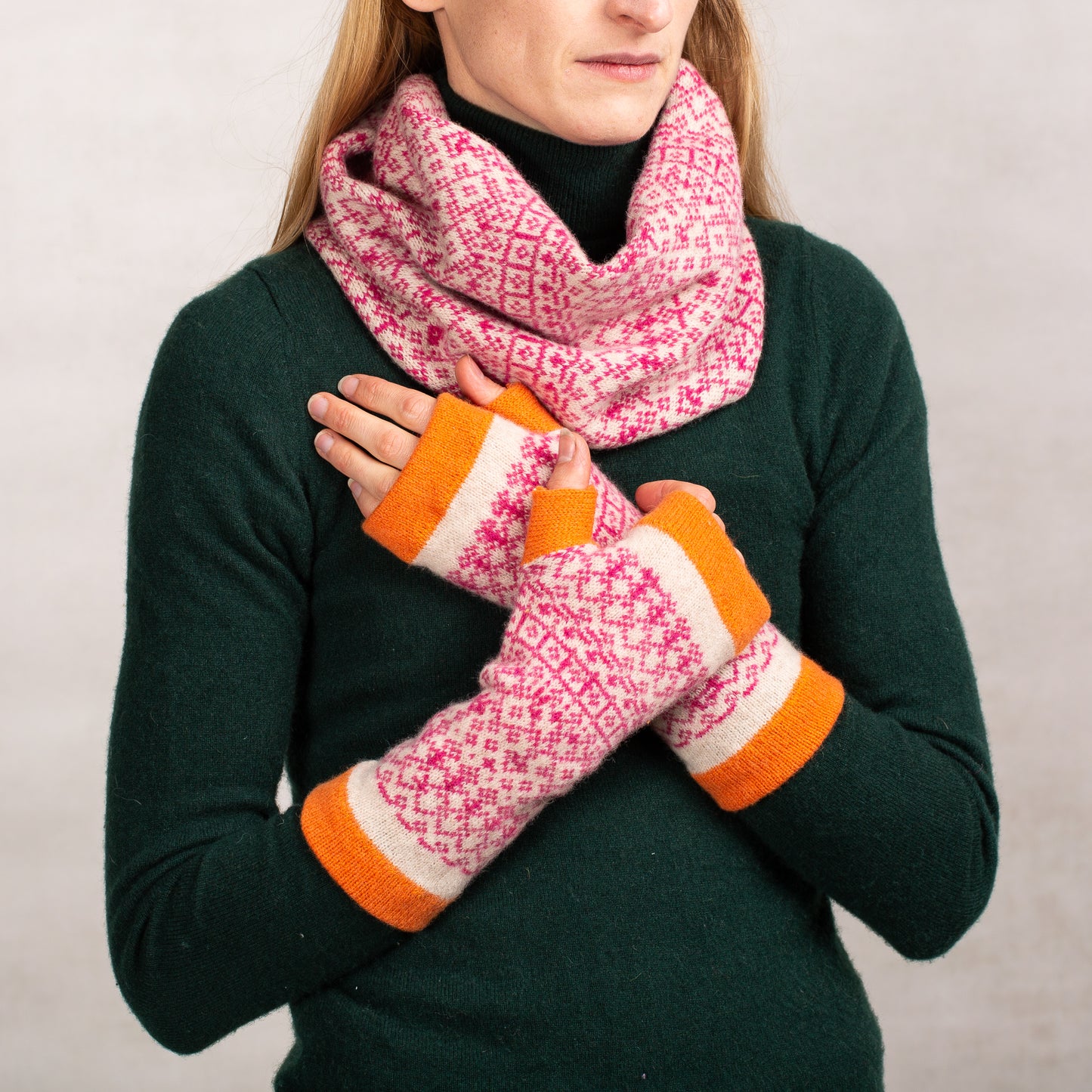 Fair Isle Fingerless Mittens with Thumbs image 6