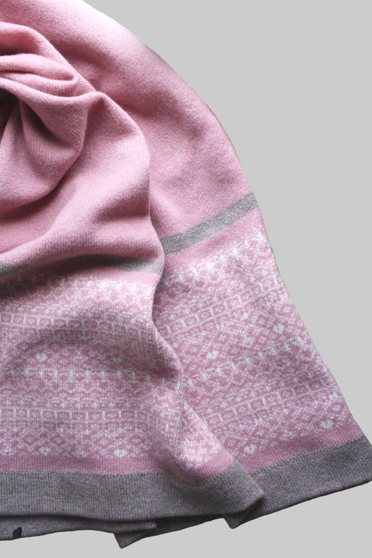 Fair Isle Block Stripe Poncho- Dusky pink/linen/mushroom image 0