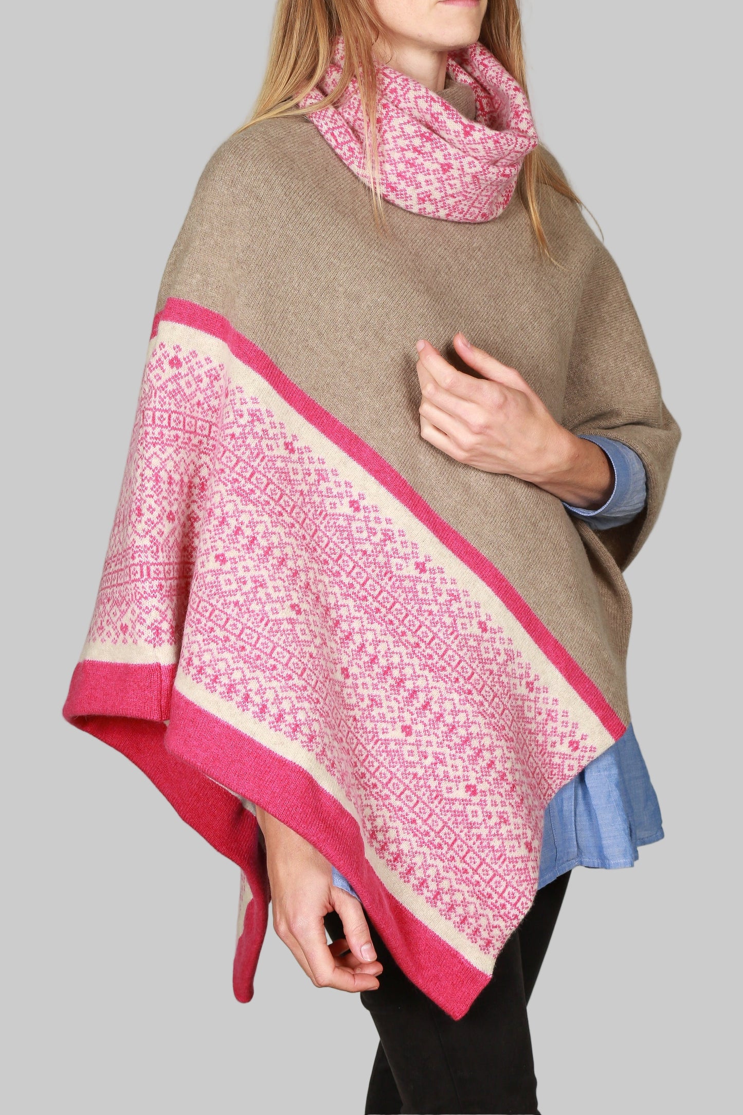 Fair Isle Block Stripe Poncho  image 2