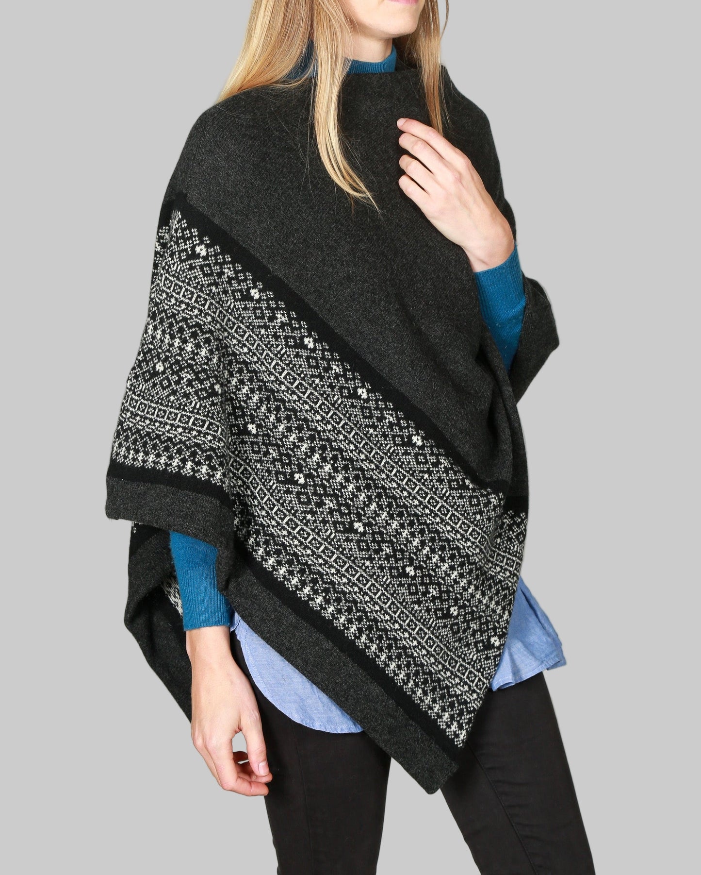 Fair Isle Block Stripe Poncho  image 13