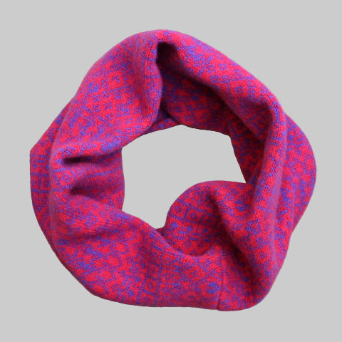 pink and purple patterned scarf 